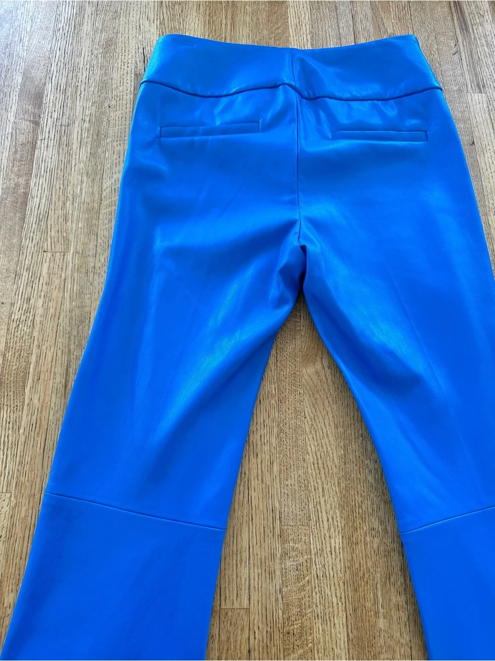 Alice + Olivia Electric Cobalt Blue Faux Leather Bootcut Pants - Picture 7 of 14